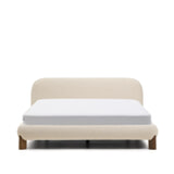 Kave Home Bed 'Odina' Bouclé, 160 x 200cm, kleur Ecru/Walnoot