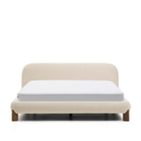 Kave Home Bed 'Odina' Bouclé, 180 x 200cm, kleur Ecru/Walnoot