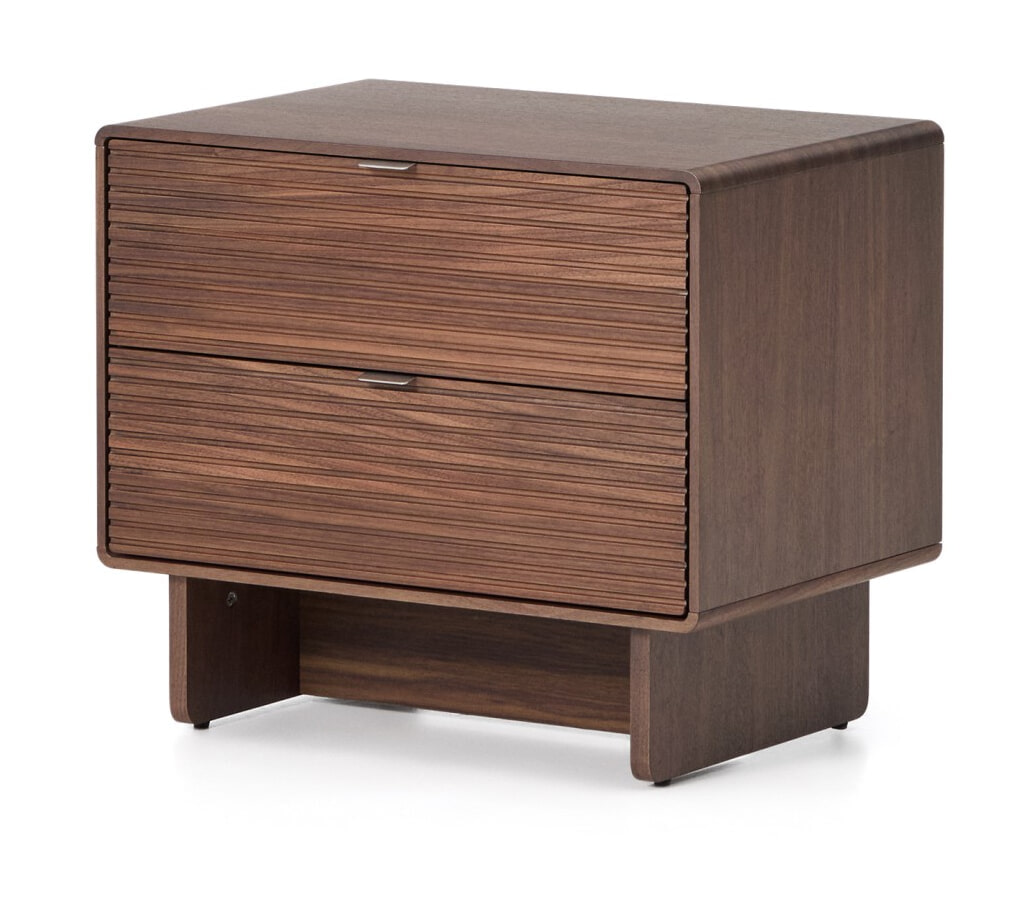 Kave Home Nachtkastje 'Norlen' Walnootfineer, Met 2 laden