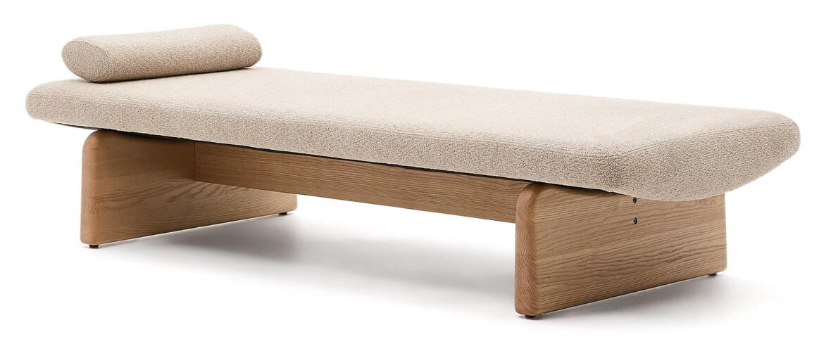 Kave Home Bank 'Topaz' Chenille en essenhout, 200cm, kleur Naturel