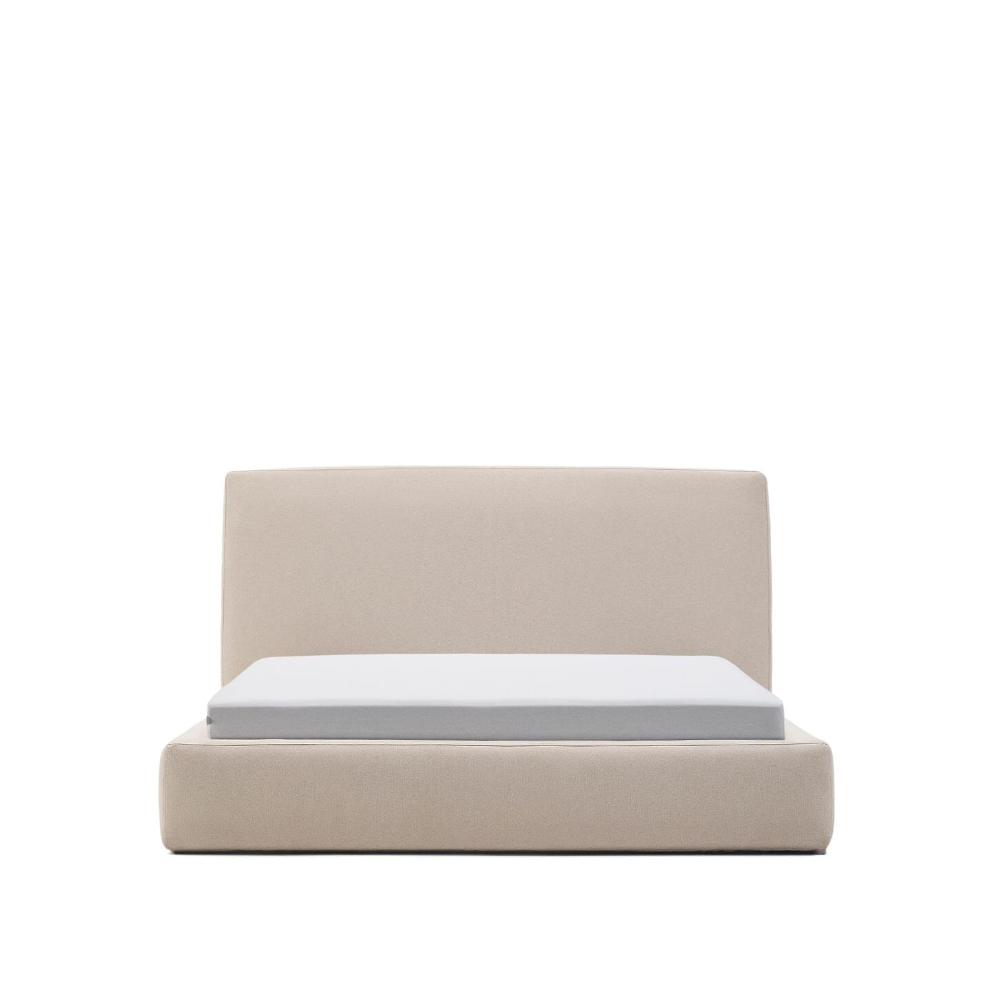Kave Home Bed 'Blok' 160 x 200cm, kleur Ecru