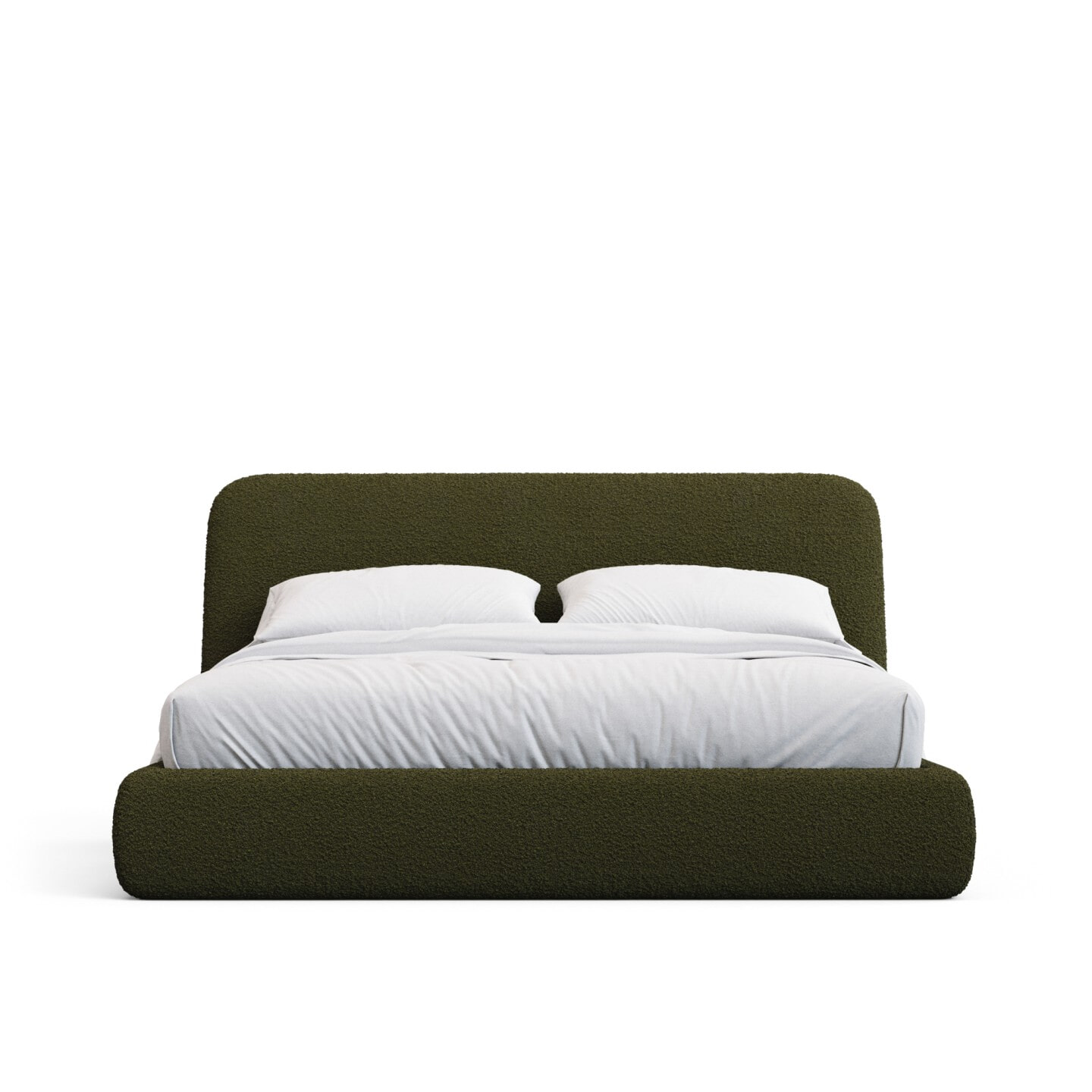 Kave Home Bed 'Martina' Bouclé, 160 x 200cm, kleur Groen