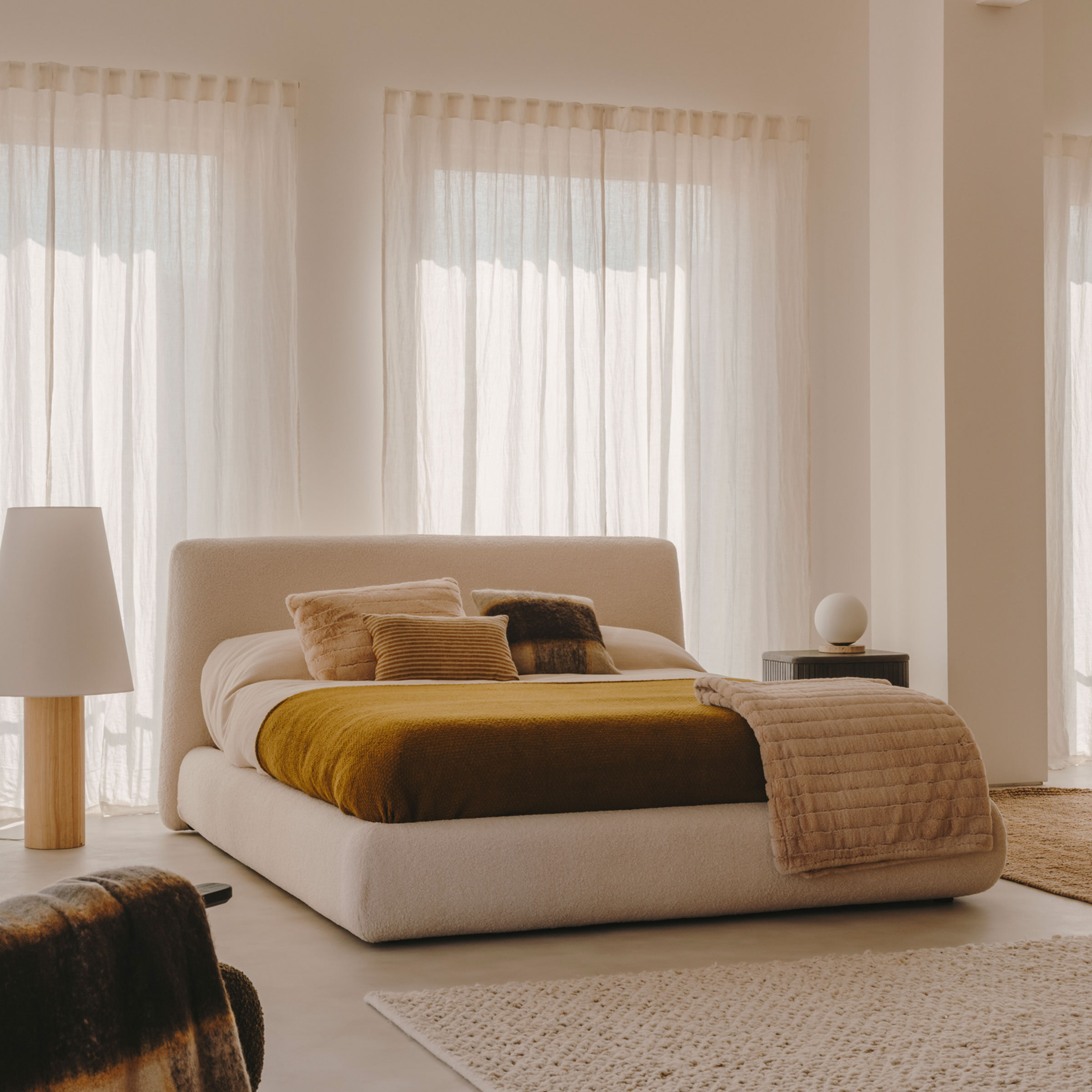 Kave Home Bed 'Martina' Bouclé Tweepersoons, 180 x 200cm