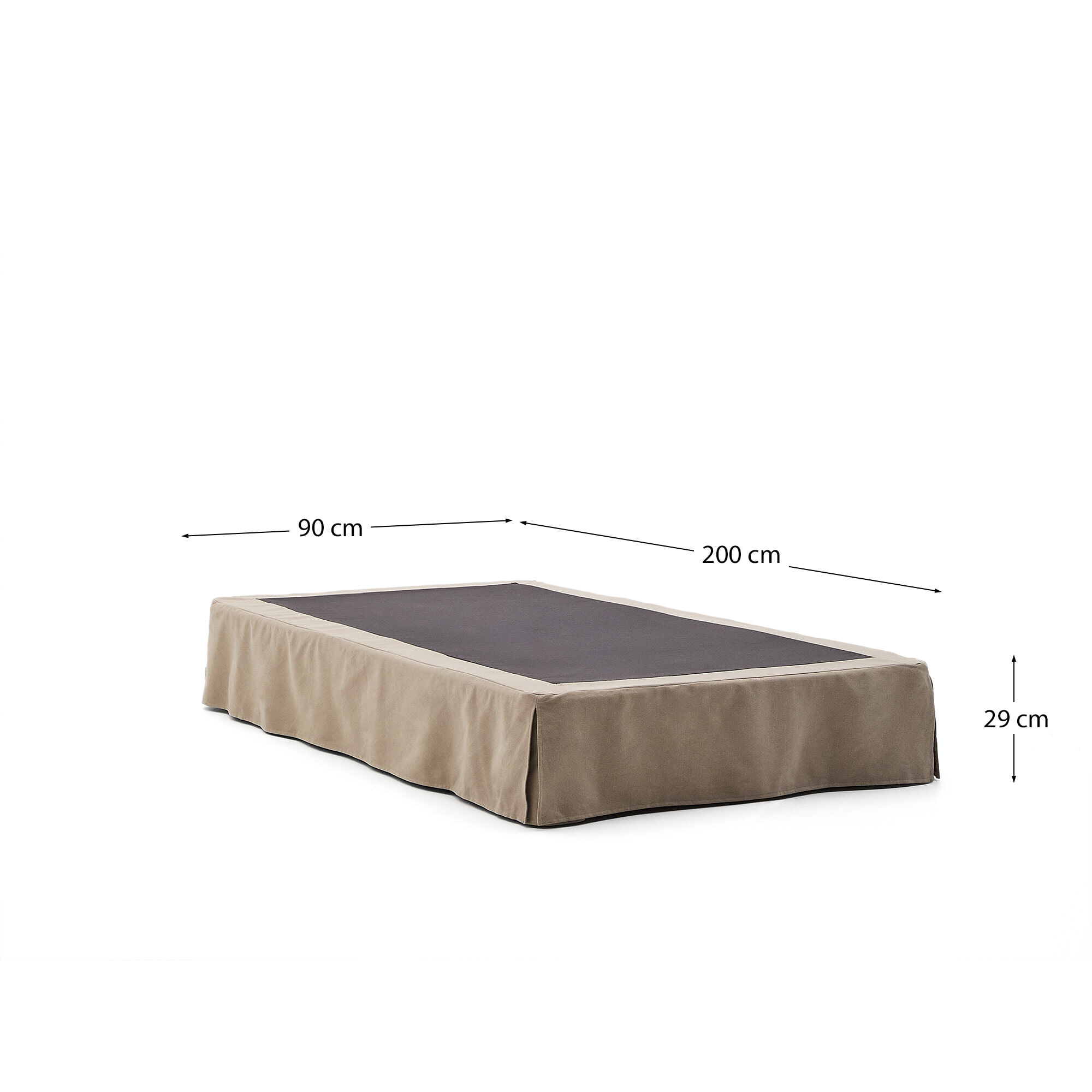 Kave Home Bed 'Jaira' excl. hoofdbord, Linnenmix, 90 x 200cm, kleur Taupe