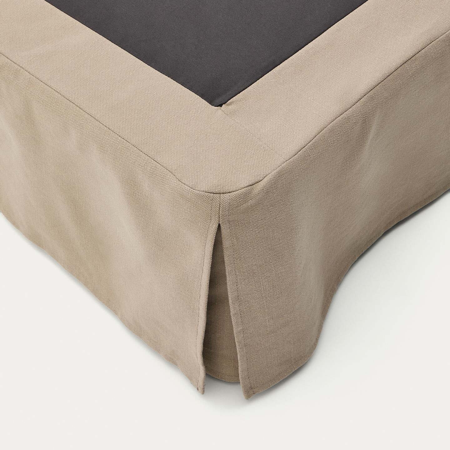 Kave Home Bed 'Jaira' excl. hoofdbord, Linnenmix, 90 x 200cm, kleur Taupe