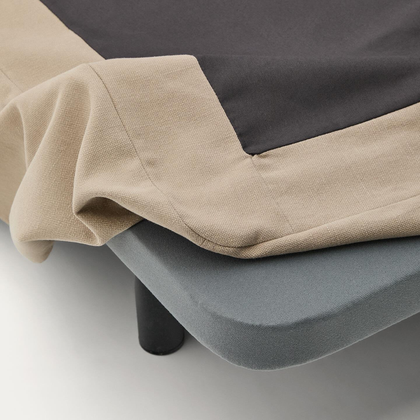 Kave Home Bed 'Jaira' excl. hoofdbord, Linnenmix, 90 x 200cm, kleur Taupe