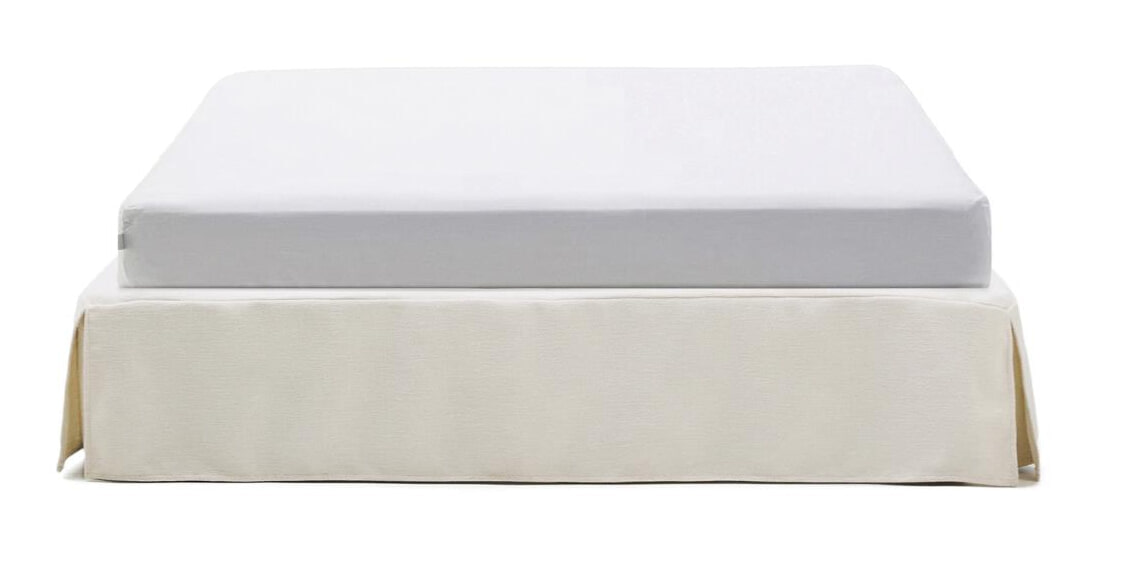 Kave Home Bed 'Jaira' excl. hoofdbord, Linnenmix, 150 x 190cm, kleur Wit