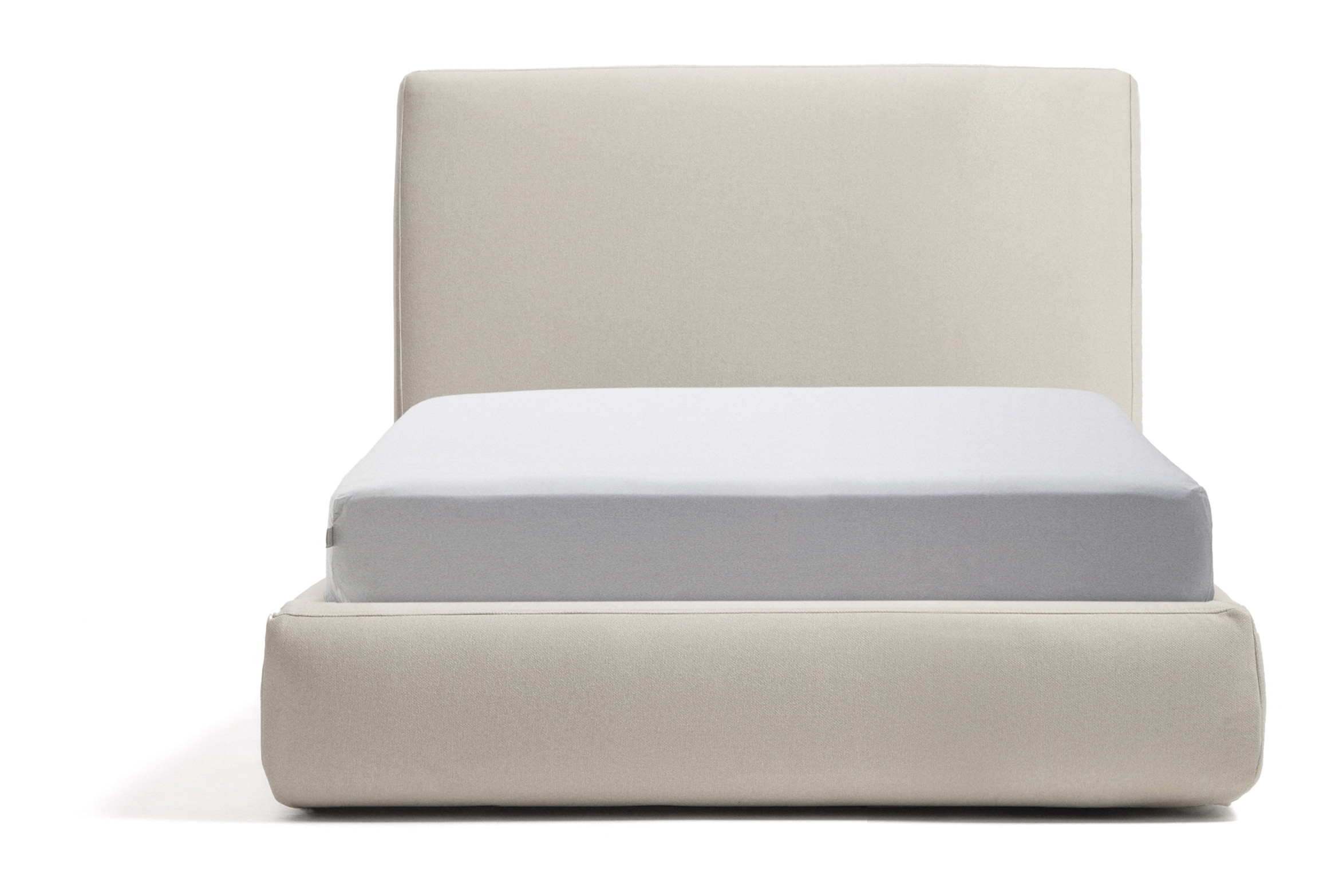 Kave Home Bed Blok Structuurstof, Met uitklapbare bedbodem, 90 x 200cm - Ecru