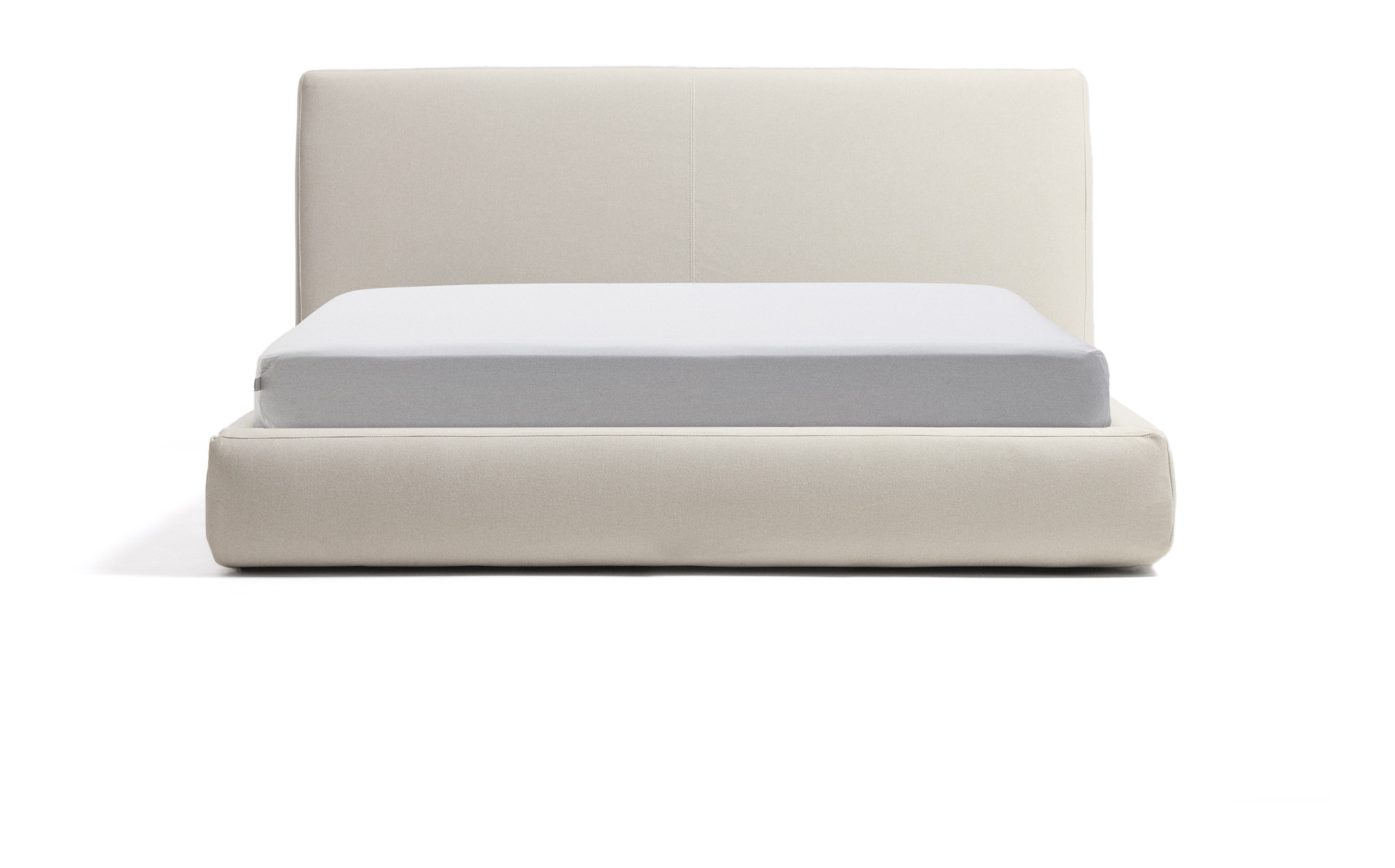 Kave Home Bed Blok Structuurstof, Met uitklapbare bedbodem, 160 x 200cm - Ecru