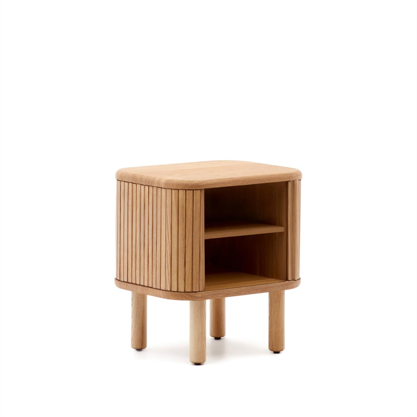 Kave Home Nachtkastje 'Mailen' Essenhout, 50 x 40cm, kleur Naturel