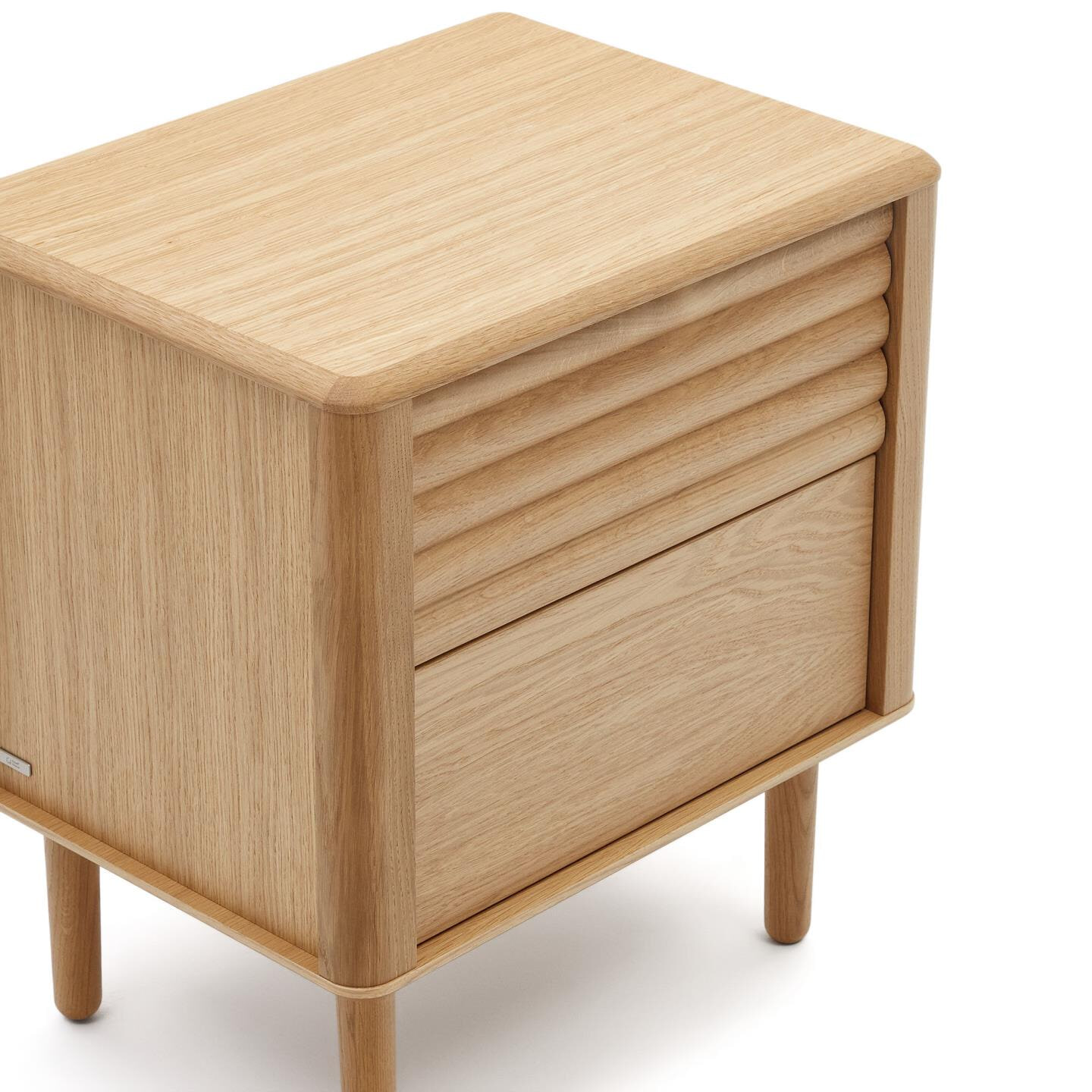 Kave Home Nachtkastje 'Lenon' Eikenhout, Met 2 laden