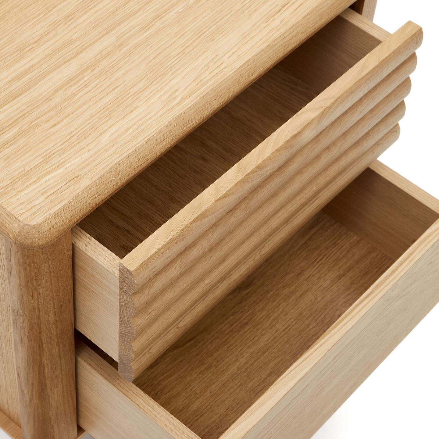 Kave Home Nachtkastje 'Lenon' Eikenhout, Met 2 laden