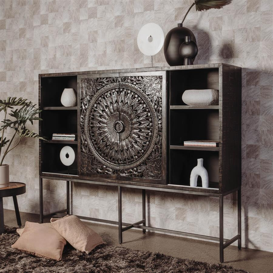 RENEW Wandkast 'Casina' 200cm, kleur Zwart