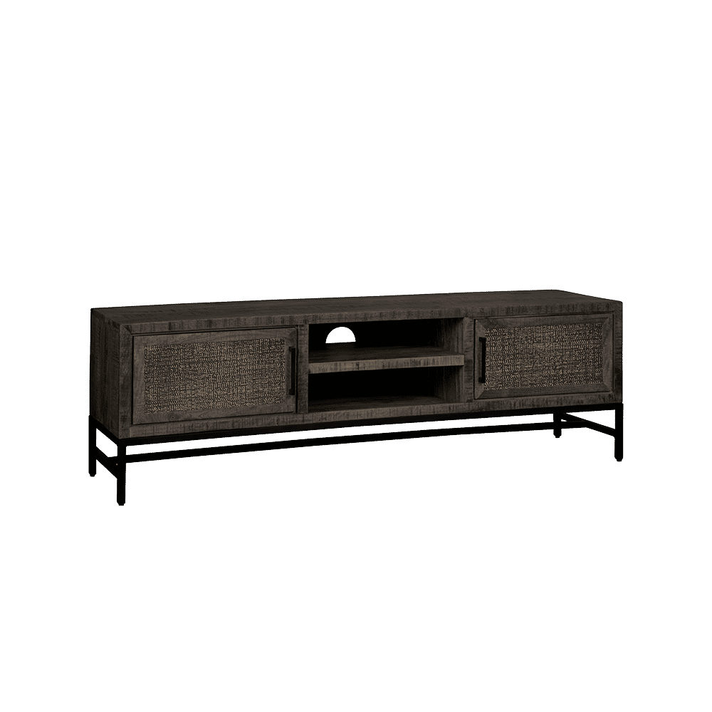 RENEW TV-meubel 'Carini' Hout en Webbing, 160cm, kleur Zwart