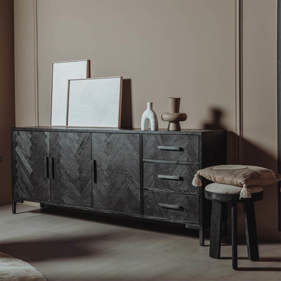 Tower Living Dressoir 'Ziano' Visgraat 220cm, kleur zwart