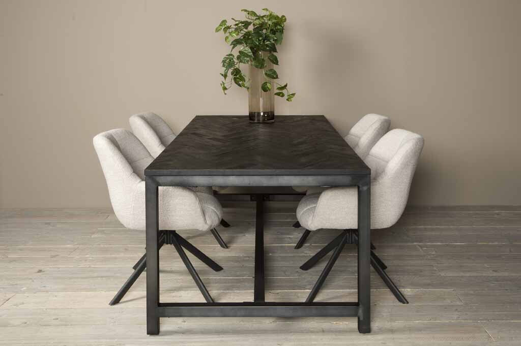 Tower Living Eettafel 'Ziano' Visgraat, 160 x 90cm, kleur zwart