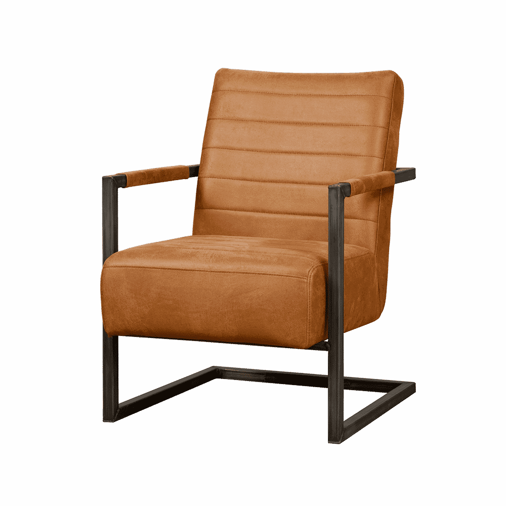 Tower Living Fauteuil 'Rocca' Leder, kleur Cognac