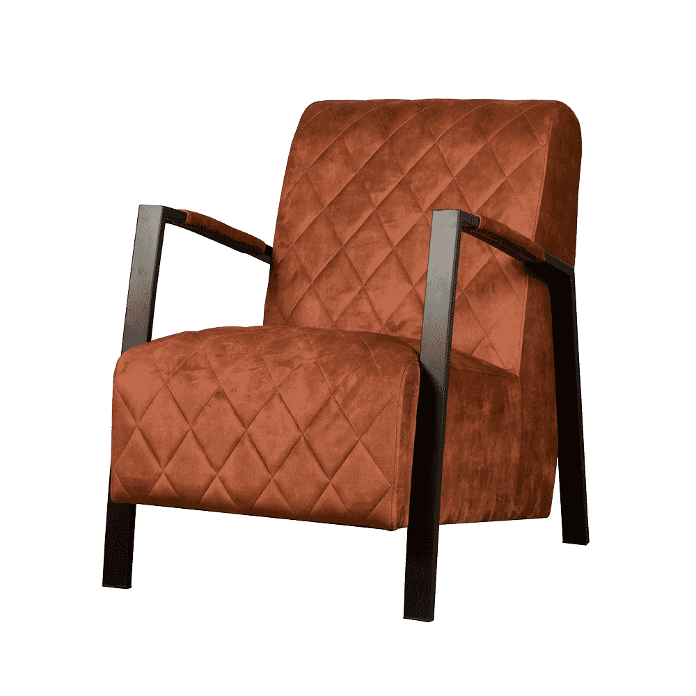 Tower Living Fauteuil 'Villa' Velvet, kleur Koper