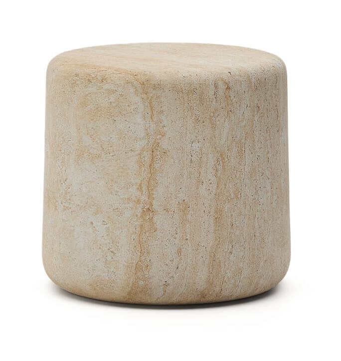 Kave Home Ronde Bijzettafel 'Drasi' Travertinlook