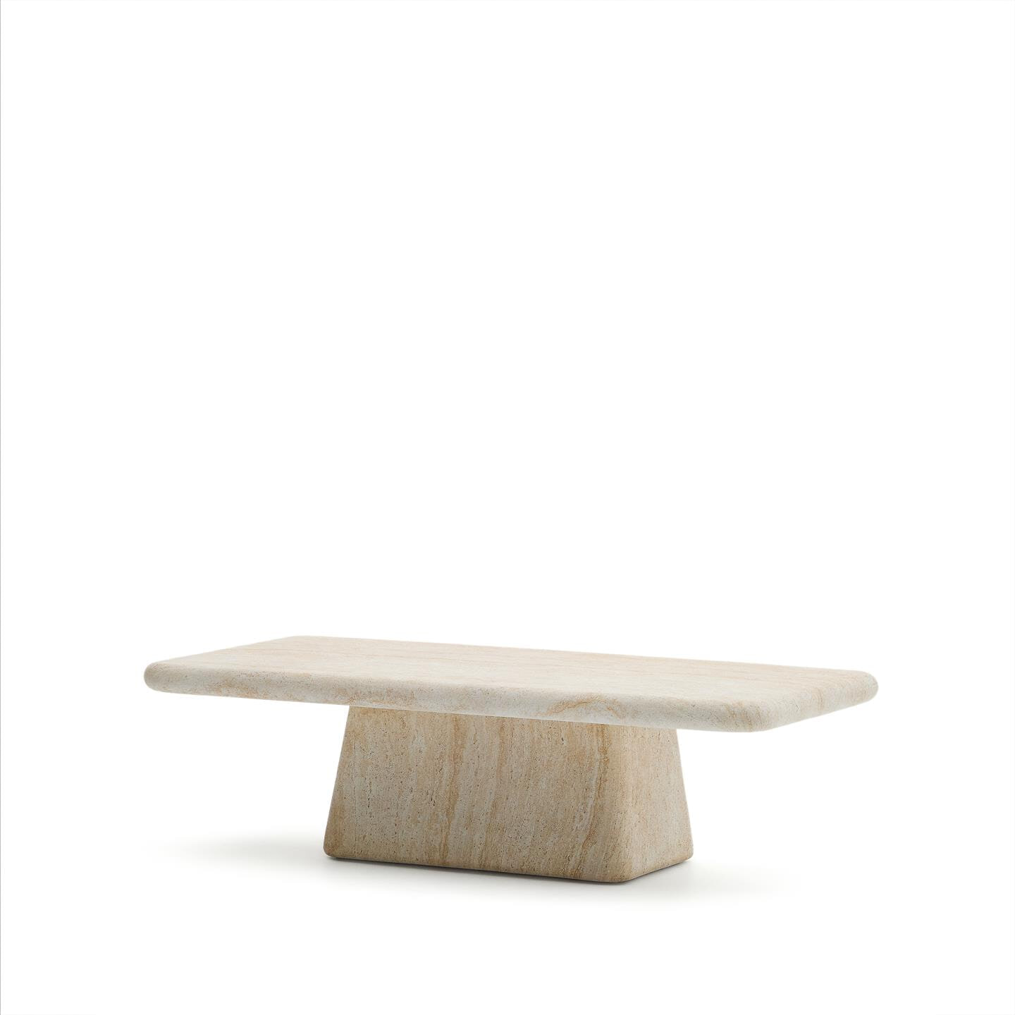Kave Home Salontafel Drasi Travertinlook, 140 x 70cm - Beige