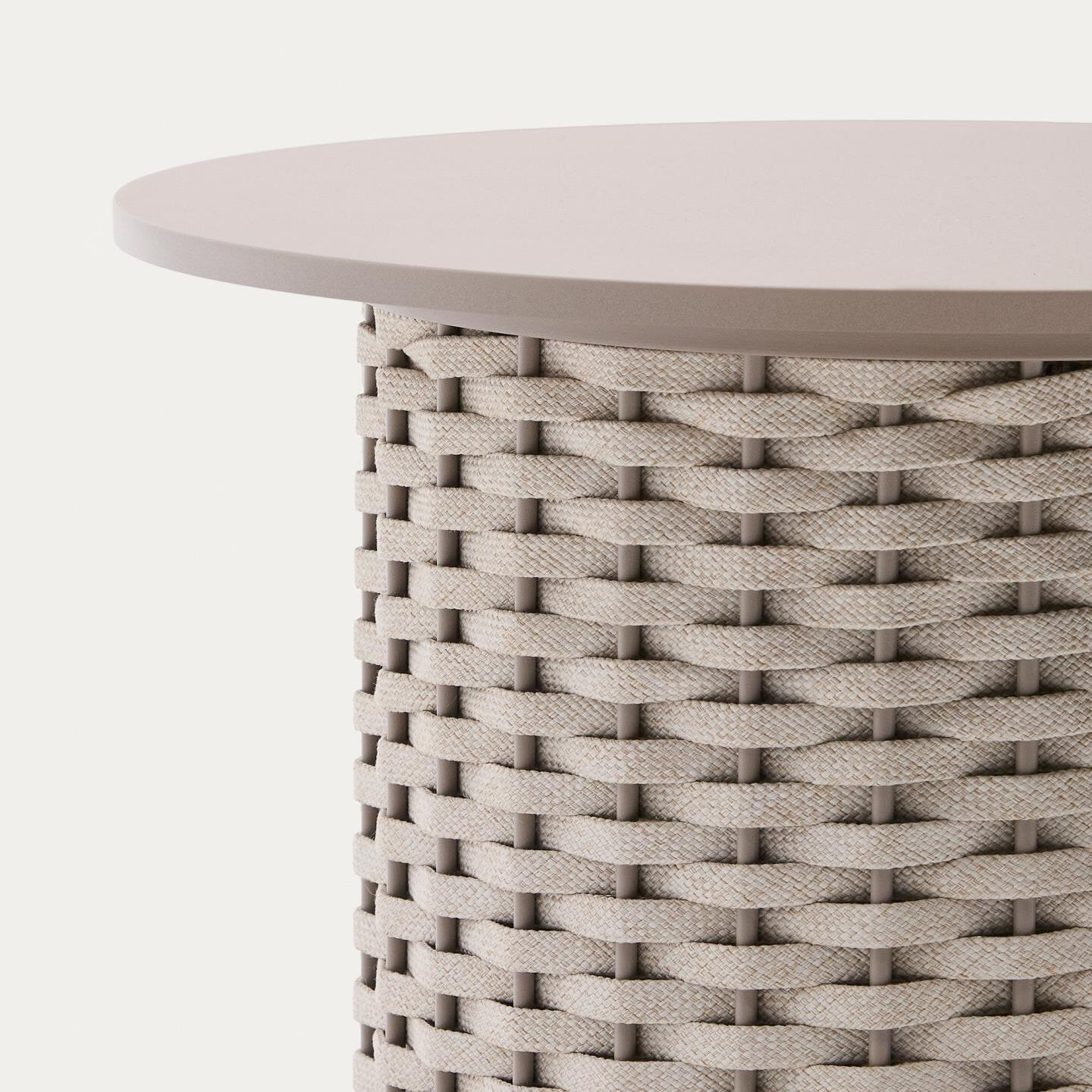 Kave Home Outdoor Bijzettafel 'Sedalis' Aluminium en touw, 50cm, kleur Taupe