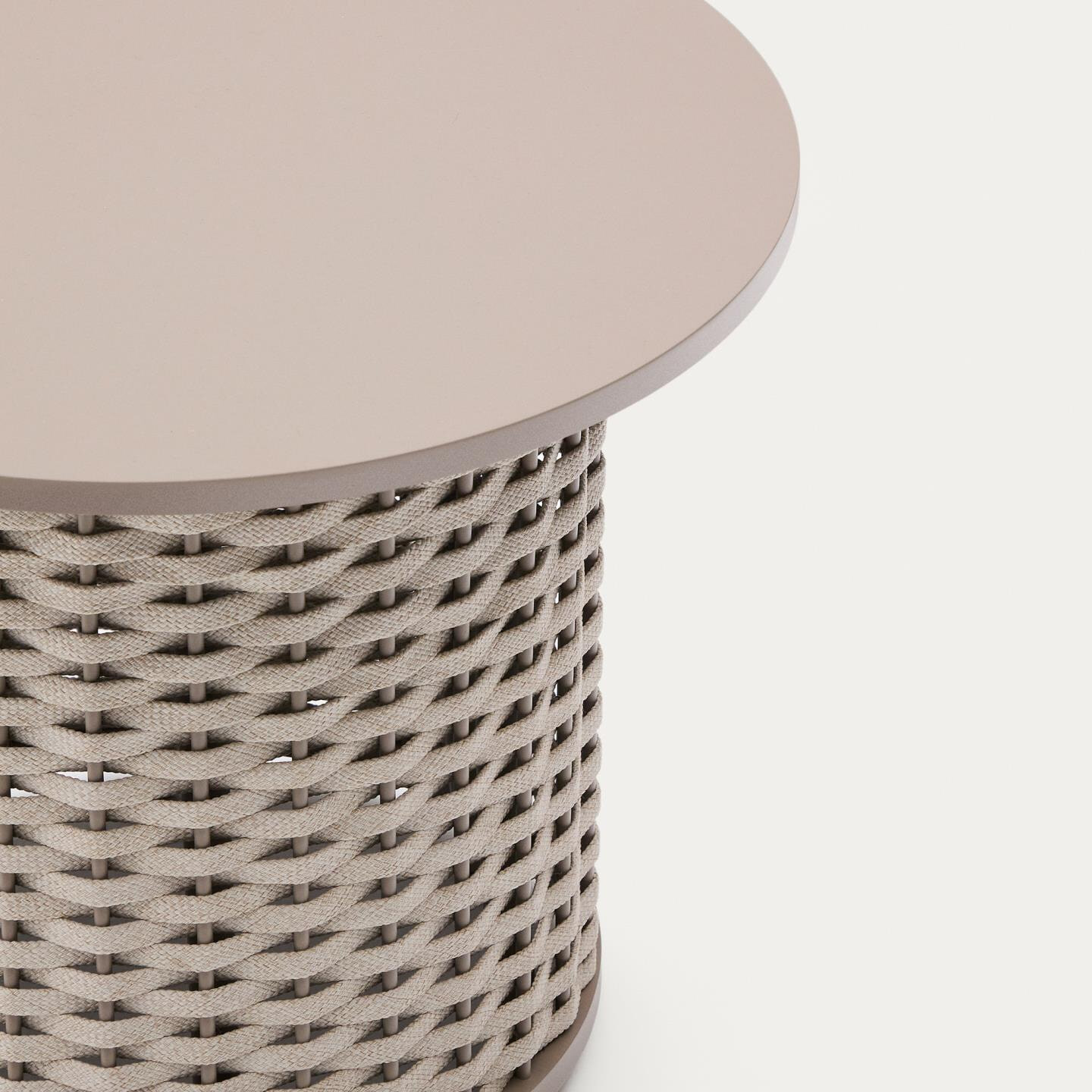 Kave Home Outdoor Bijzettafel 'Sedalis' Aluminium en touw, 50cm, kleur Taupe