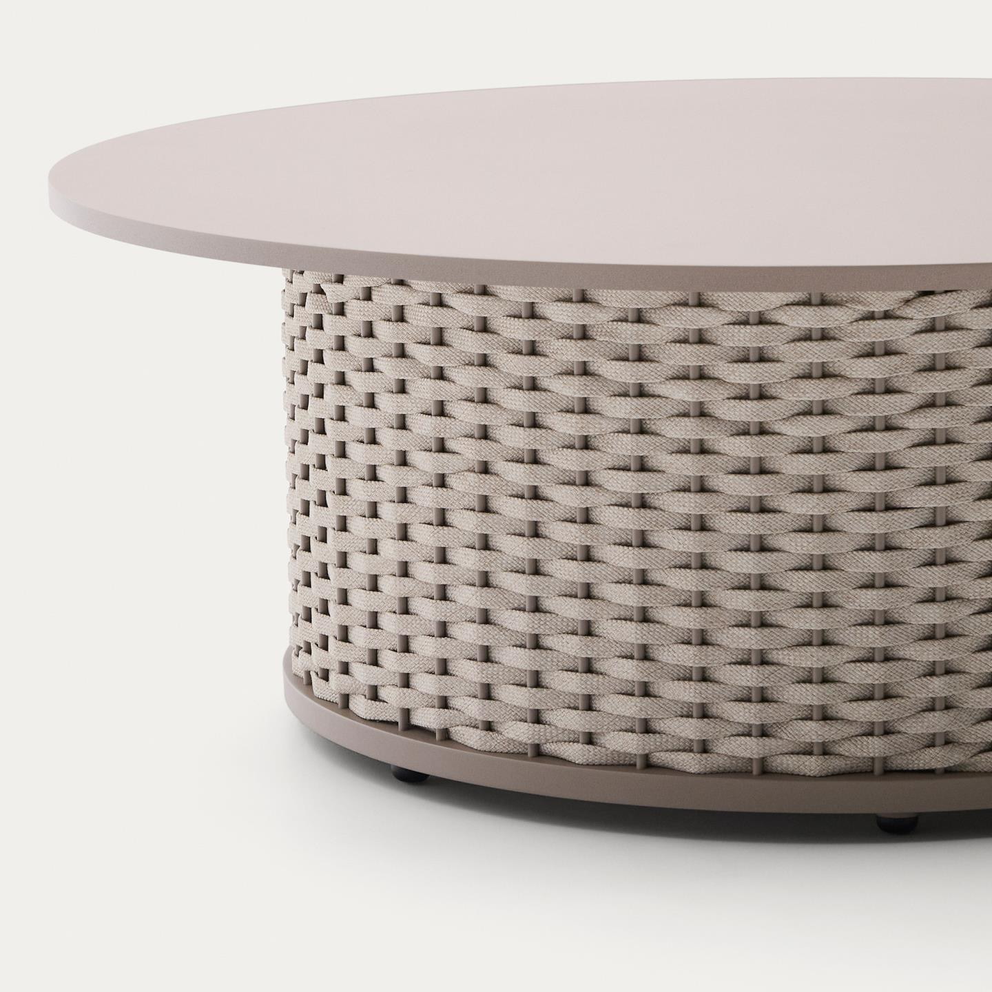 Kave Home Outdoor Salontafel 'Sedalis' Aluminium en touw, 99cm, kleur Taupe