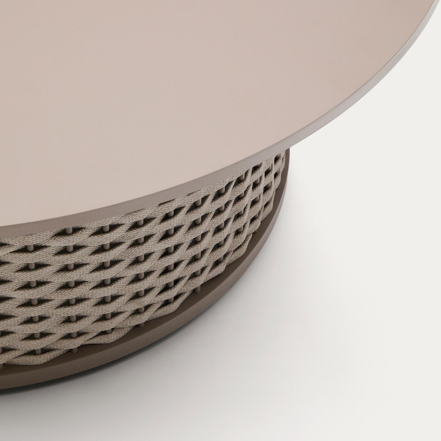 Kave Home Outdoor Salontafel 'Sedalis' Aluminium en touw, 99cm, kleur Taupe