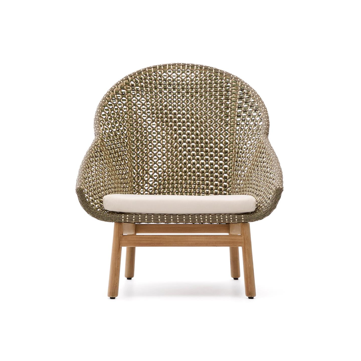 Kave Home Outdoor Fauteuil 'Olbia' Met hoge rug, Rattan en Teakhout