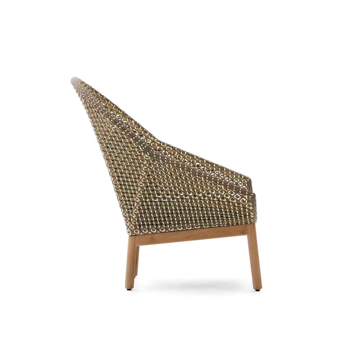 Kave Home Outdoor Fauteuil 'Olbia' Met hoge rug, Rattan en Teakhout