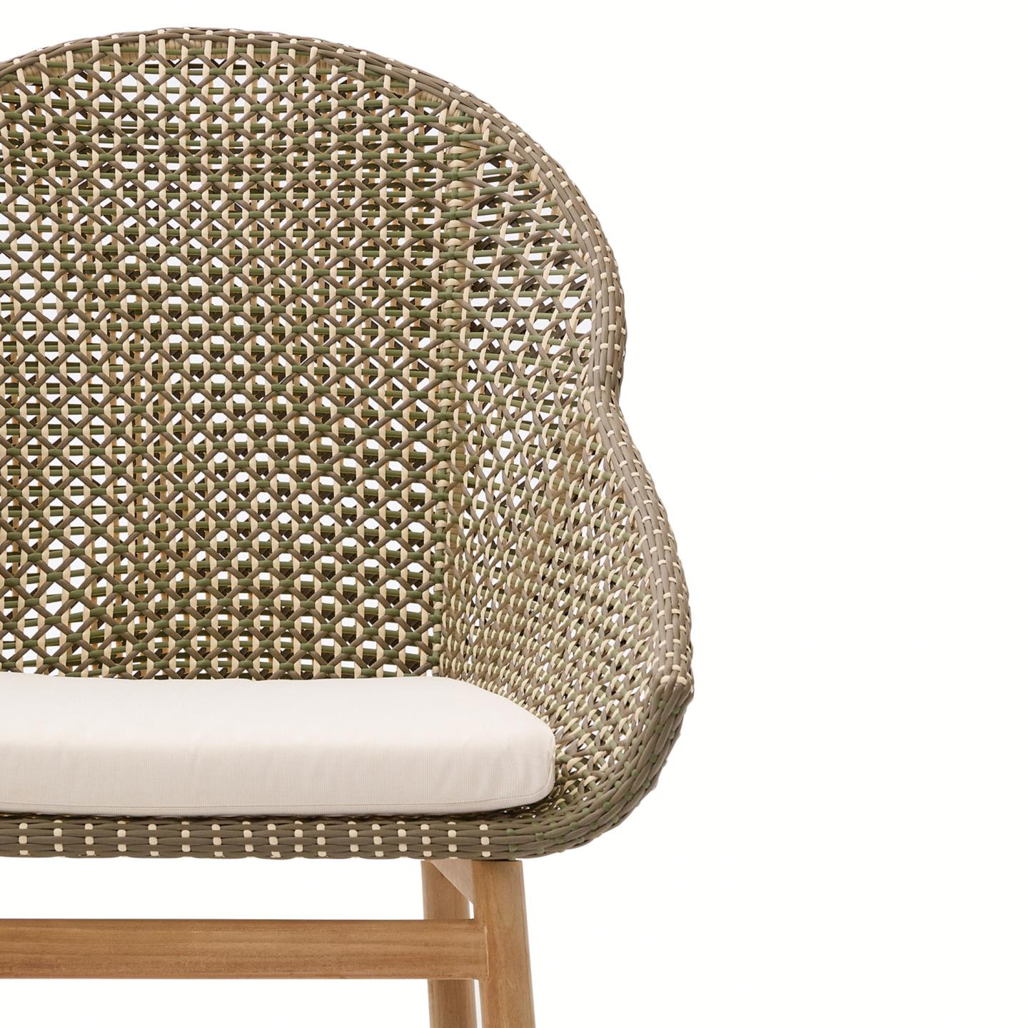 Kave Home Outdoor Fauteuil 'Olbia' Met hoge rug, Rattan en Teakhout