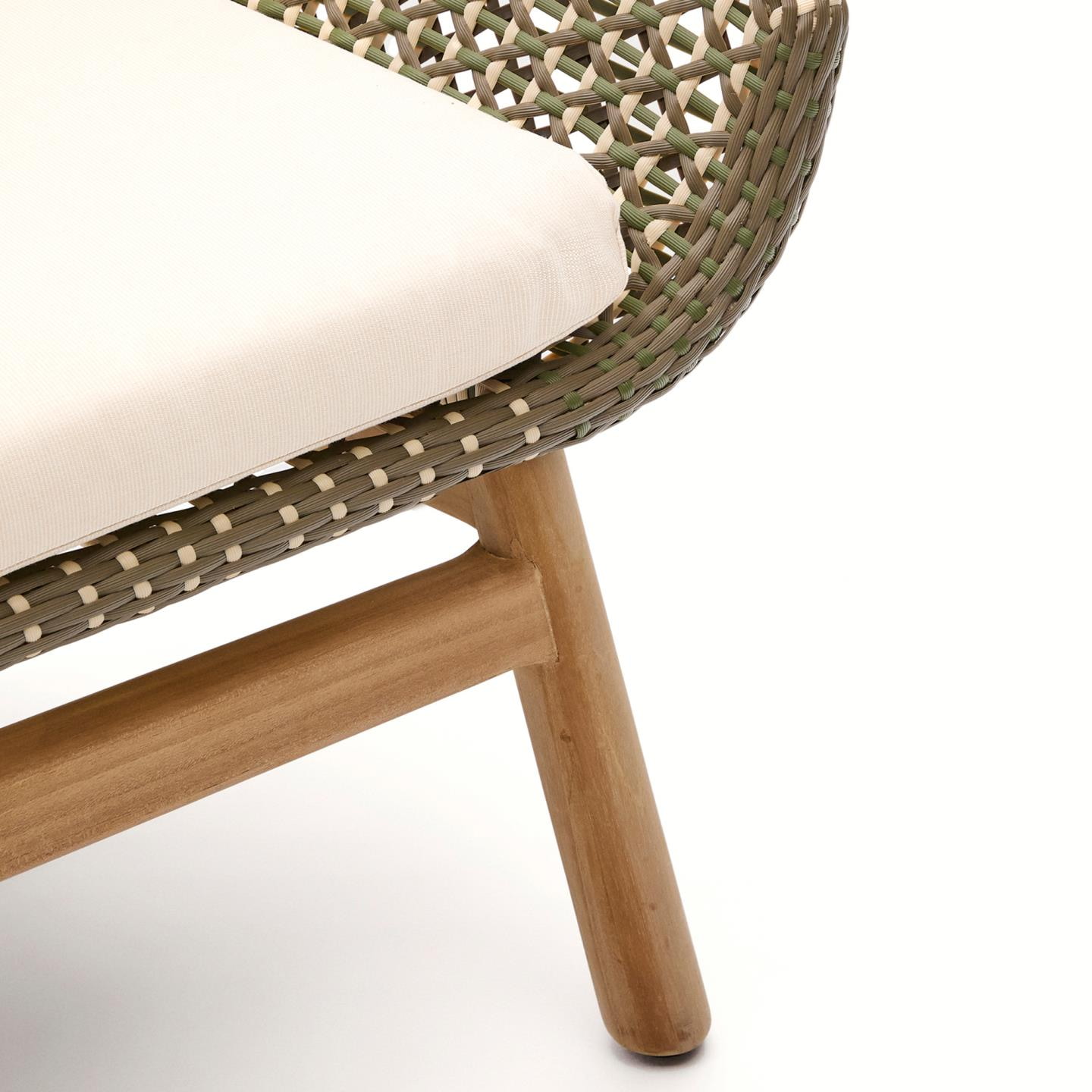 Kave Home Outdoor Fauteuil 'Olbia' Met hoge rug, Rattan en Teakhout