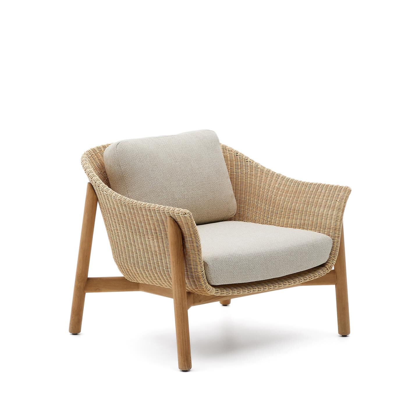 Kave Home Outdoor Fauteuil Galea Teakhout en rattan - Bruin