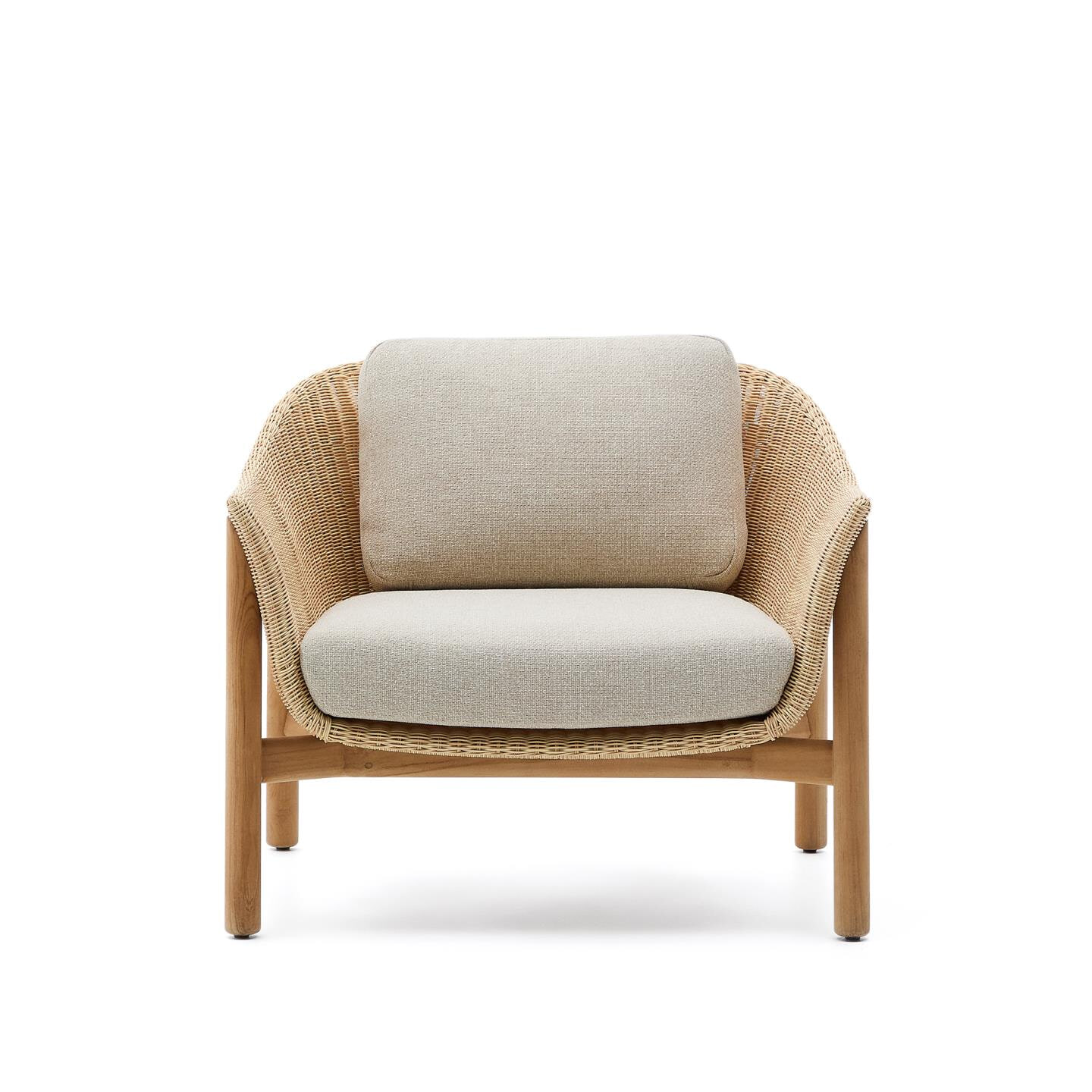 Kave Home Outdoor Fauteuil 'Galea' Teakhout en rattan