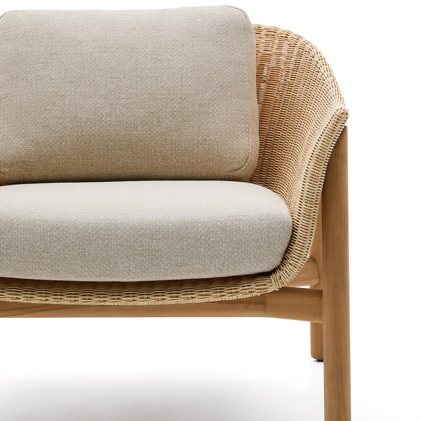 Kave Home Outdoor Fauteuil 'Galea' Teakhout en rattan