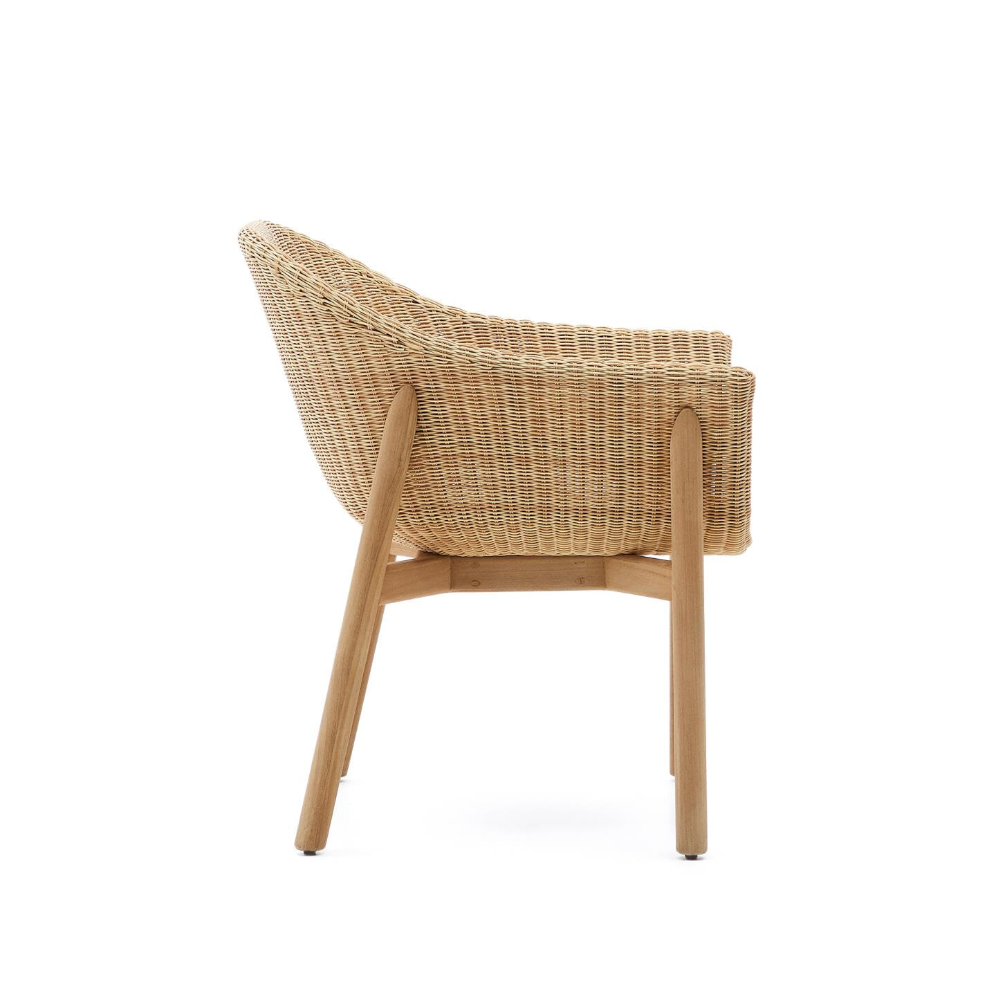 Kave Home Tuinstoel 'Galea' Teakhout en rattan
