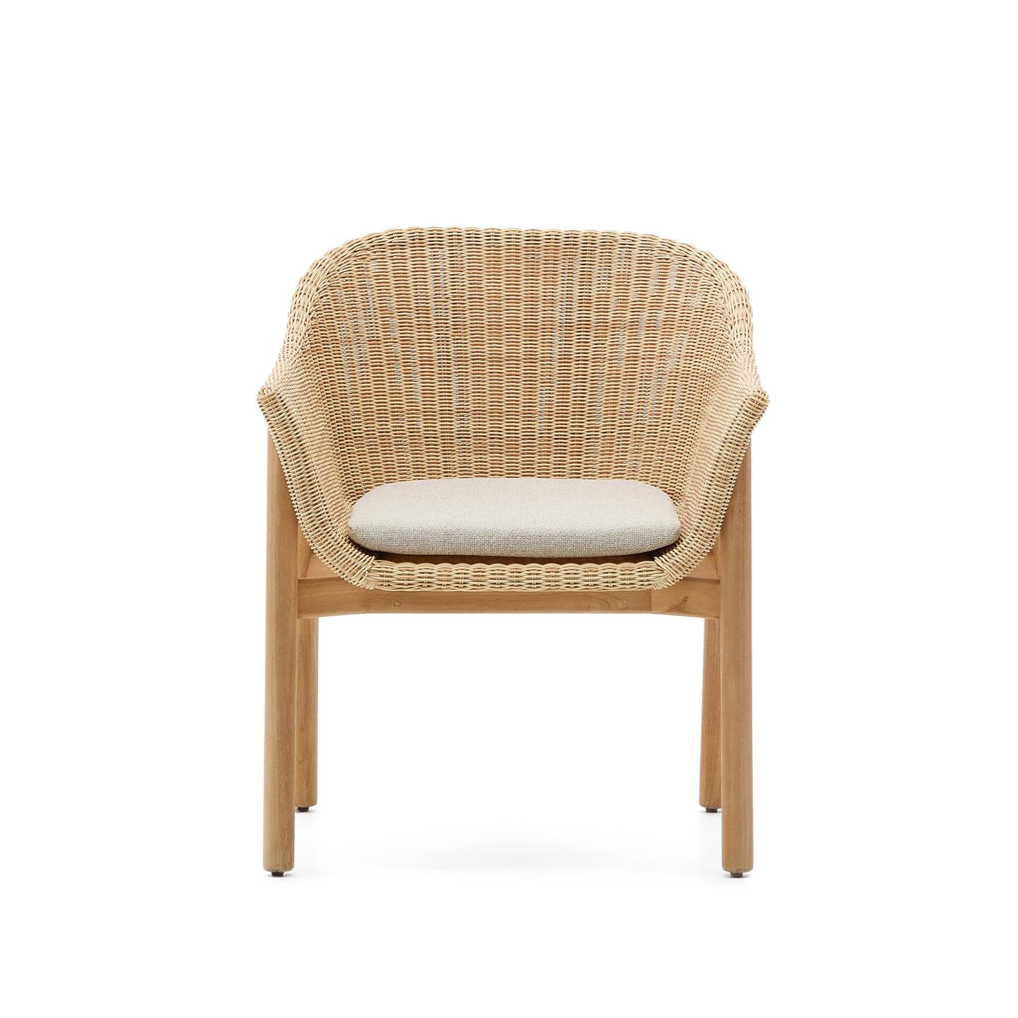 Kave Home Tuinstoel 'Galea' Teakhout en rattan