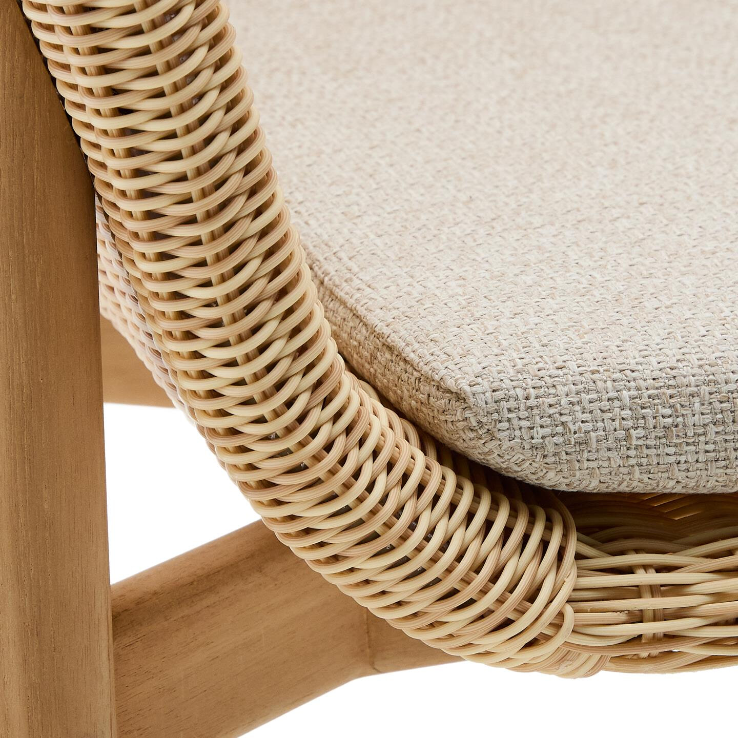 Kave Home Tuinstoel 'Galea' Teakhout en rattan