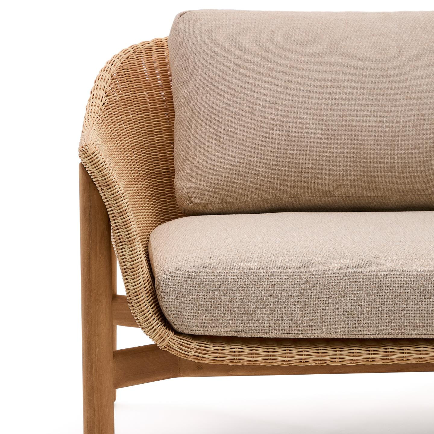 Kave Home 2-zits Tuinbank 'Galea' Teakhout en rattan