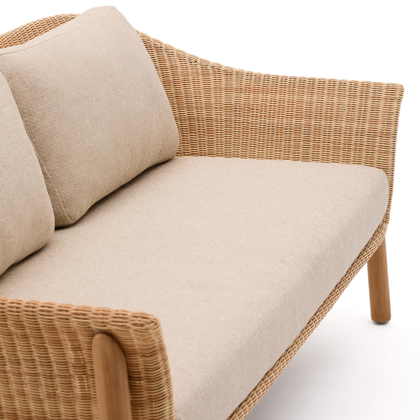 Kave Home 2-zits Tuinbank 'Galea' Teakhout en rattan