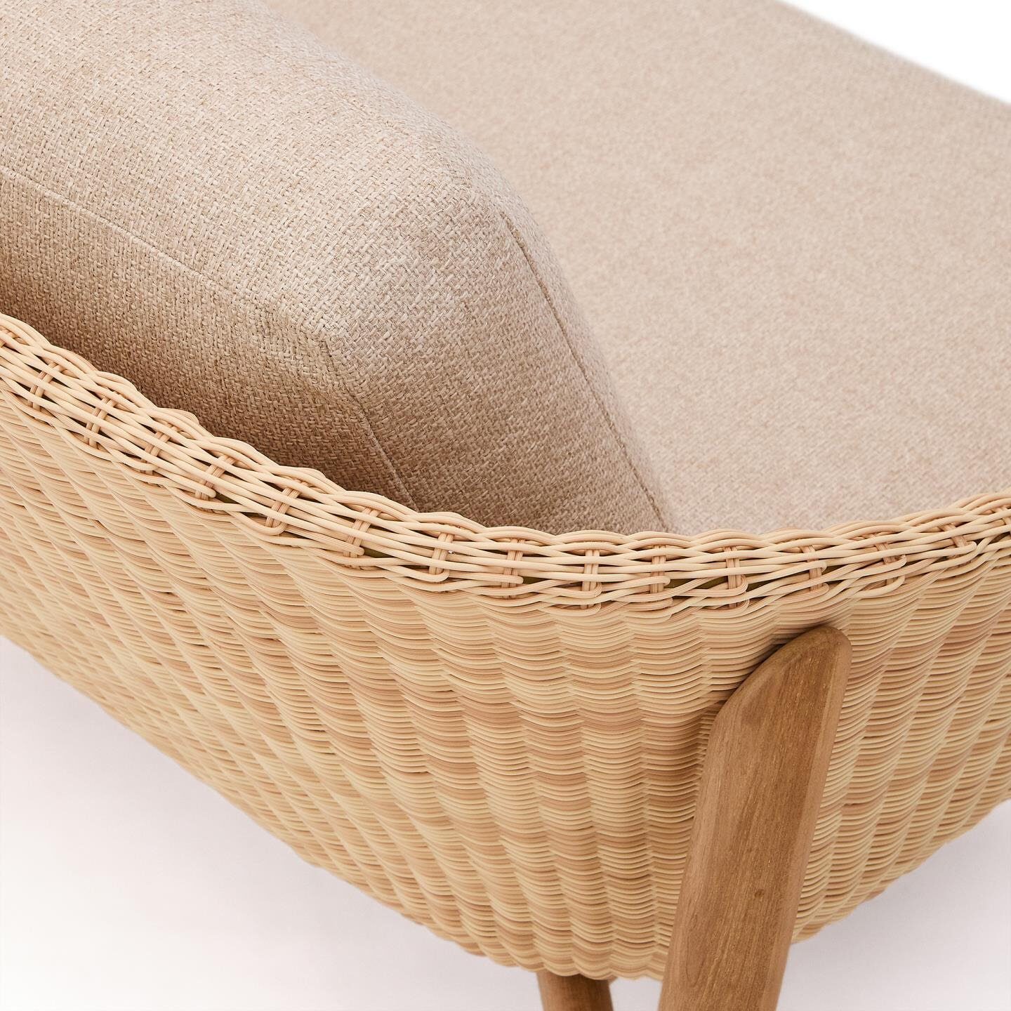 Kave Home 2-zits Tuinbank 'Galea' Teakhout en rattan