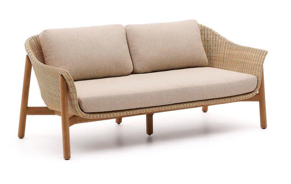 Kave Home 2-zits Tuinbank 'Galea' Teakhout en rattan