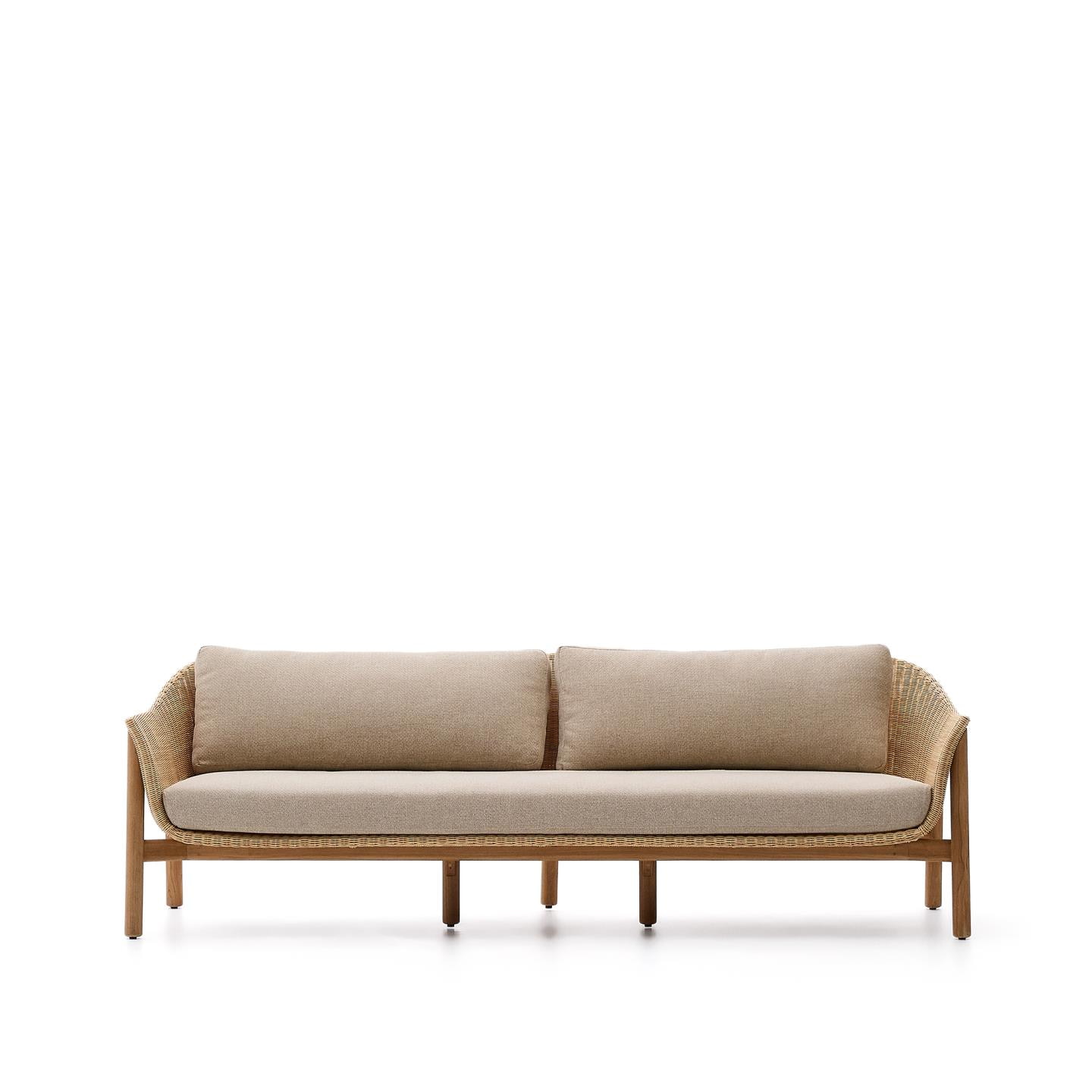 Kave Home 3-zits Tuinbank 'Galea' Teakhout en rattan