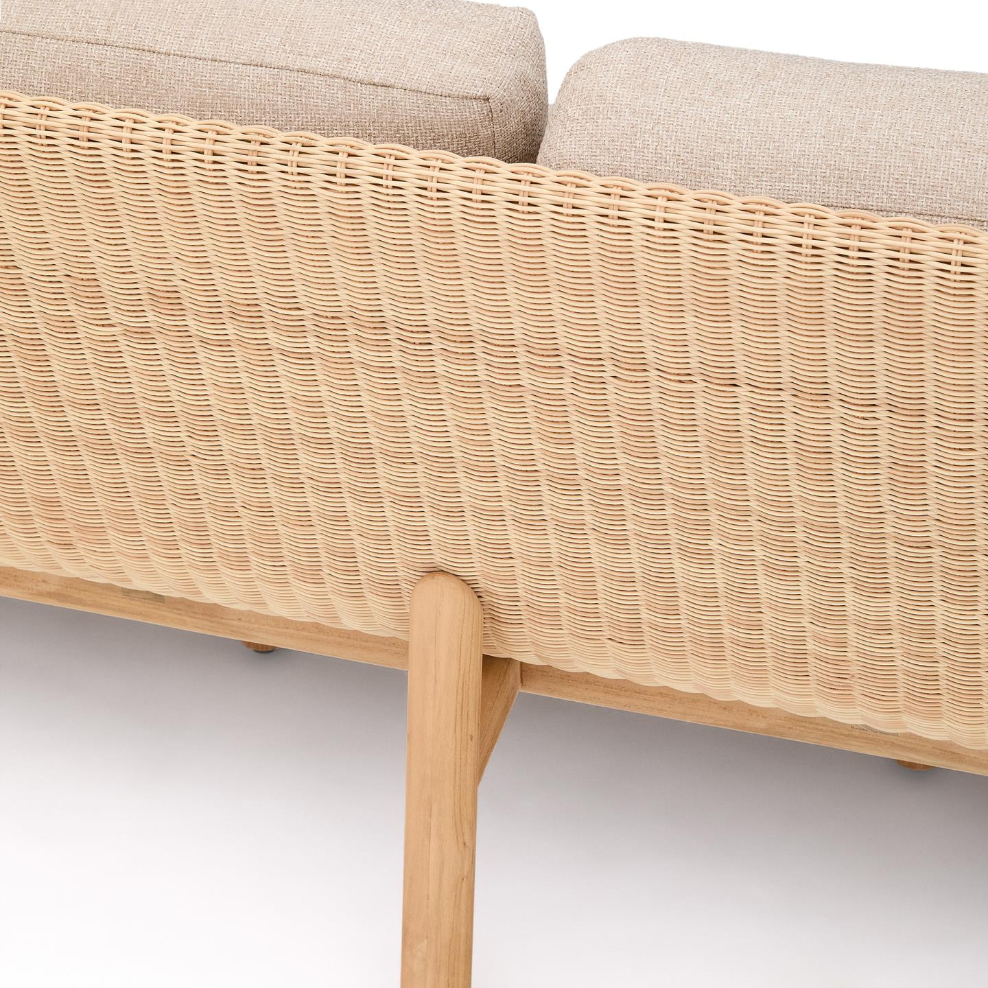 Kave Home 3-zits Tuinbank 'Galea' Teakhout en rattan