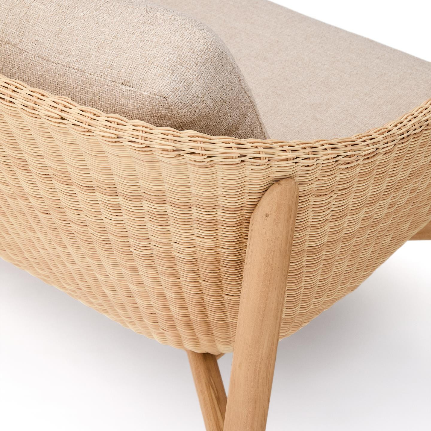 Kave Home 3-zits Tuinbank 'Galea' Teakhout en rattan