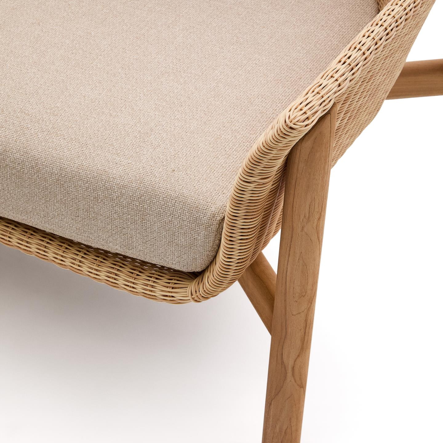 Kave Home 3-zits Tuinbank 'Galea' Teakhout en rattan