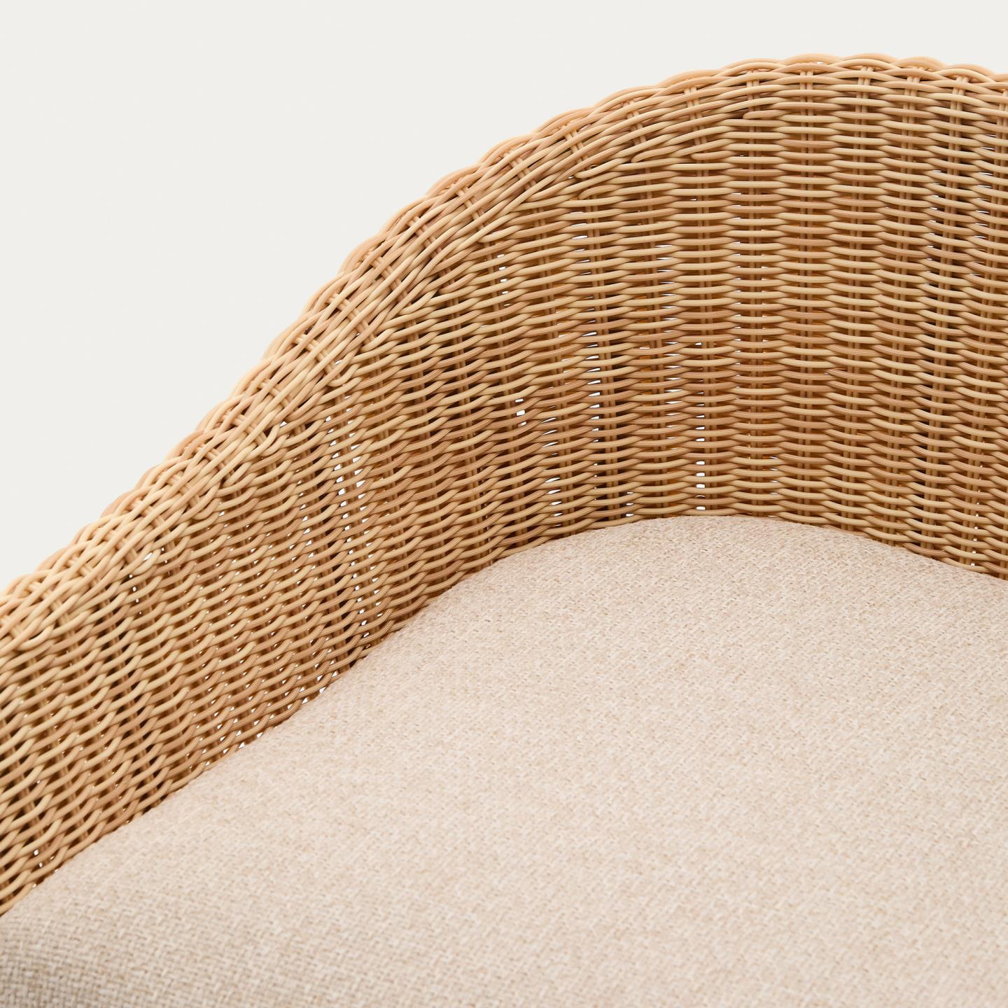 Kave Home Outdoor Barkruk 'Galea' Teakhout en rattan (zithoogte 75cm)