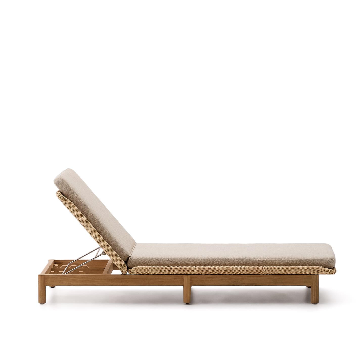 Kave Home Ligbed 'Galea' Teakhout en rattan