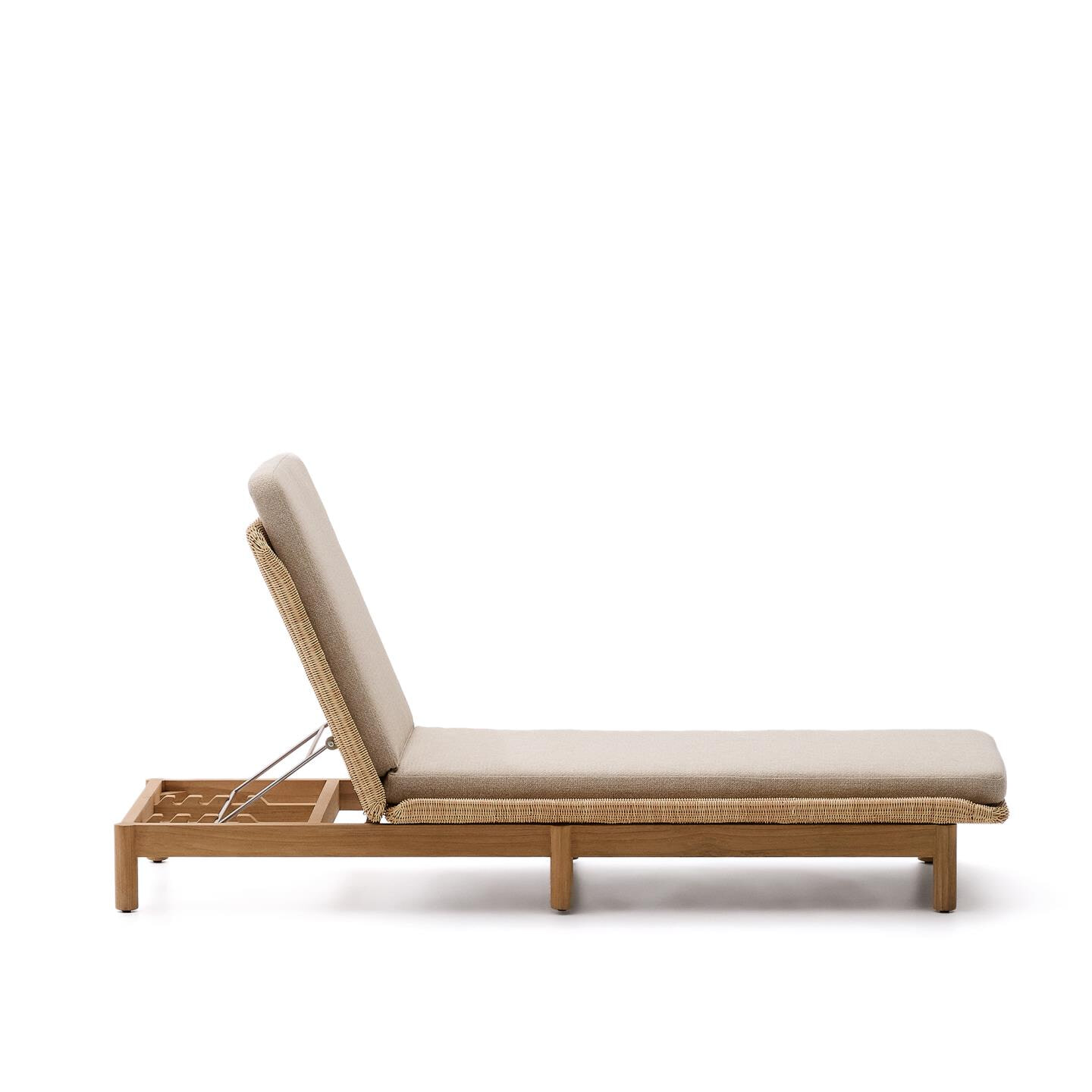 Kave Home Ligbed 'Galea' Teakhout en rattan