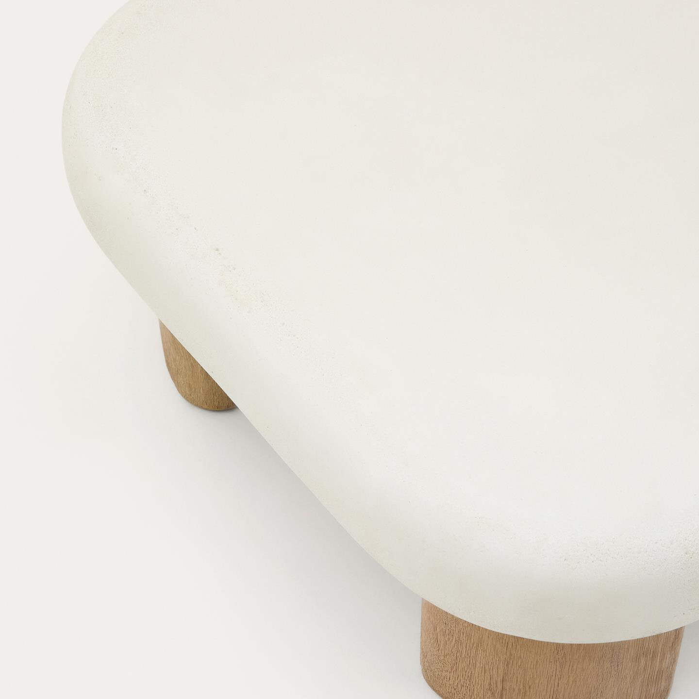 Kave Home Salontafel 'Labra' Cement en acaciahout, 140 x 70cm